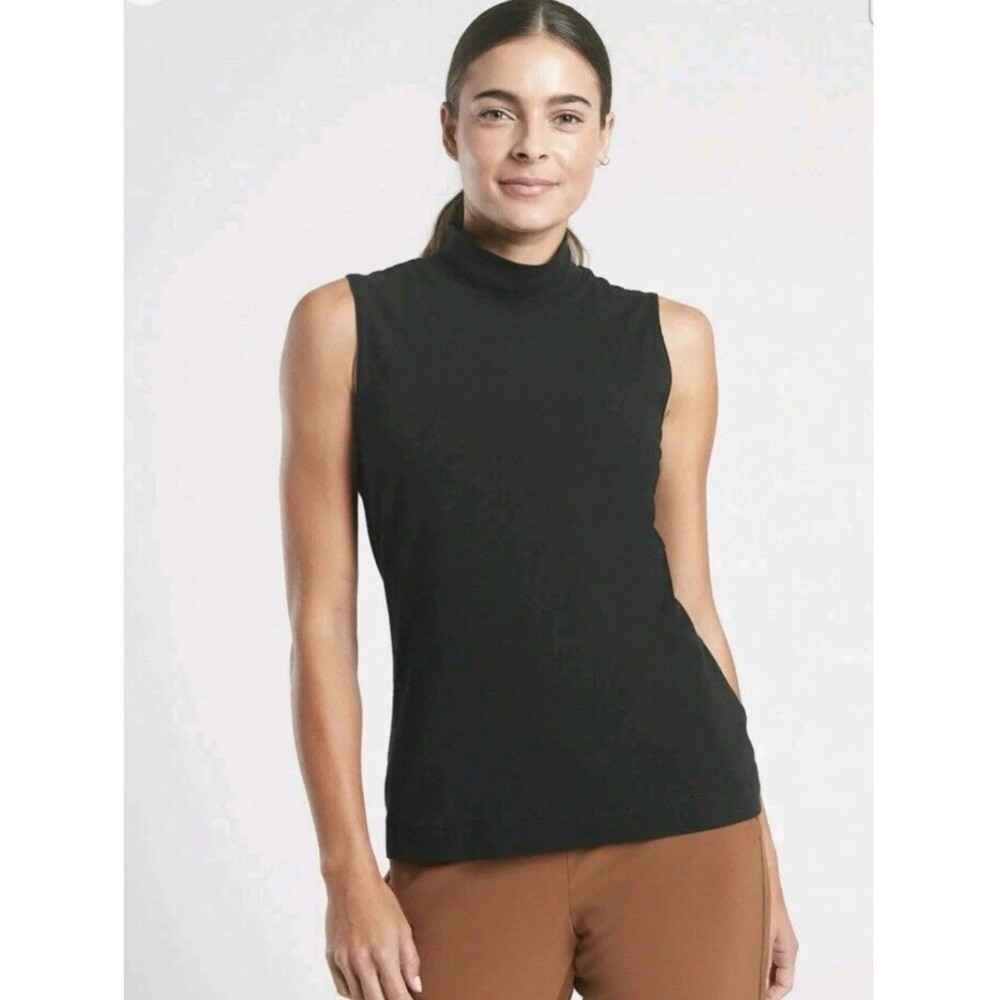 Athleta Black Mock Neck Sleeveless Tank Medium